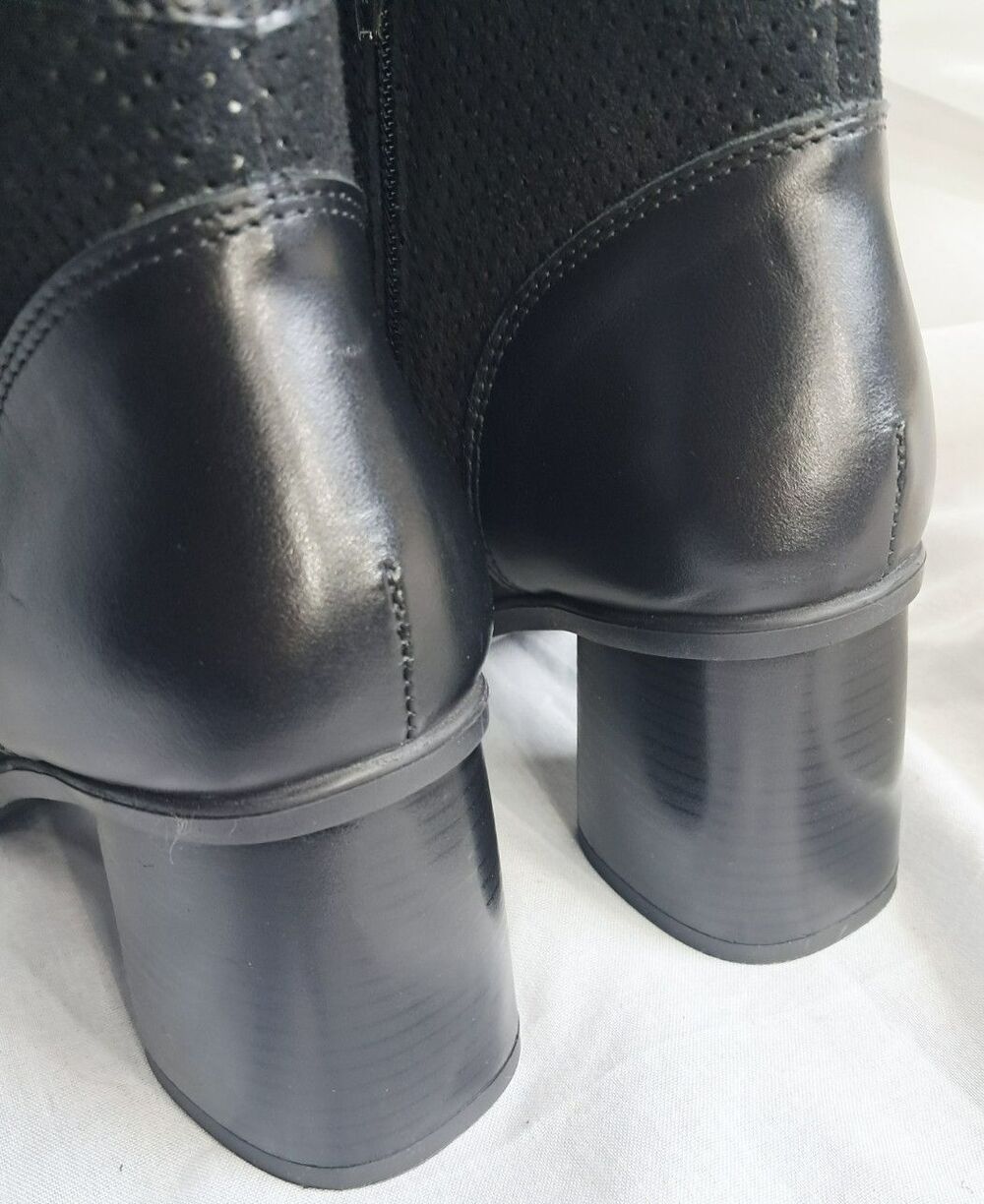 New Girotti Block Heel Booties 29433 Black Suede Leather Size 41 US 10 - Picture 4 of 11